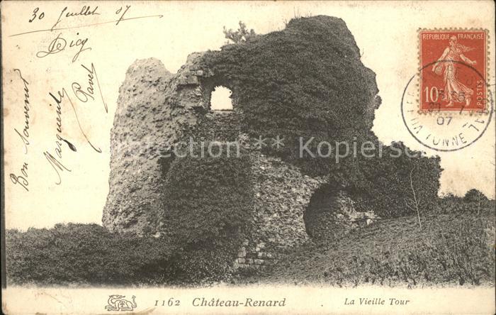 Chateau-Renard Vieille Tour Stempel auf AK