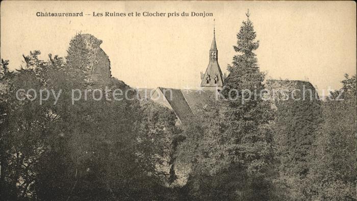 Chateaurenard Loiret Ruines et le Clocher pris du Donjon