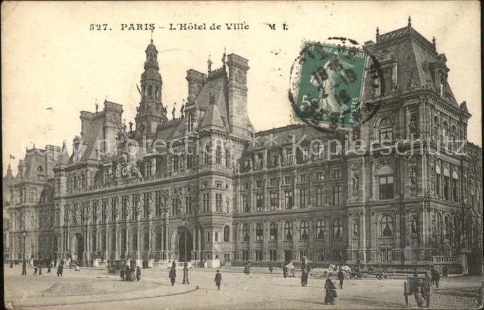 Paris Hotel de Ville Stempel auf AK