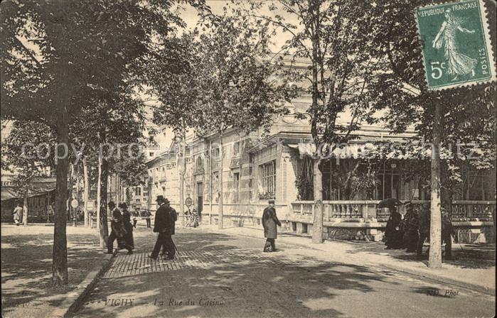 Vichy Allier Rue du Casino Stempel auf AK