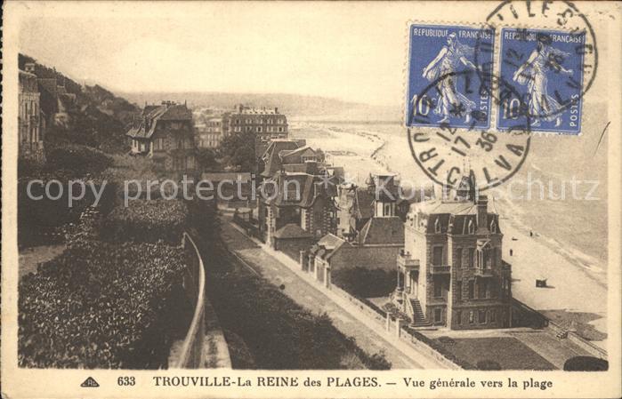 Trouville-sur-Mer Vue generale vers la plage Stempel auf