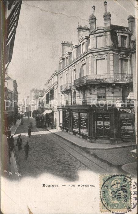 Bourges Rue Moyenne Stempel auf AK
