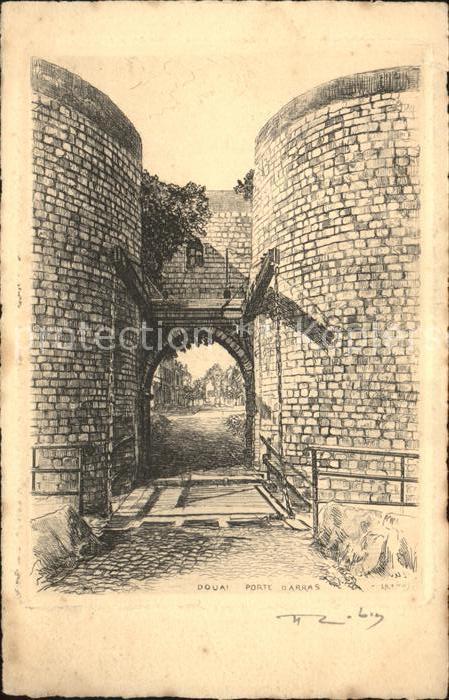Douai 59 Porte d_Arras Dessin Künstlerkarte
