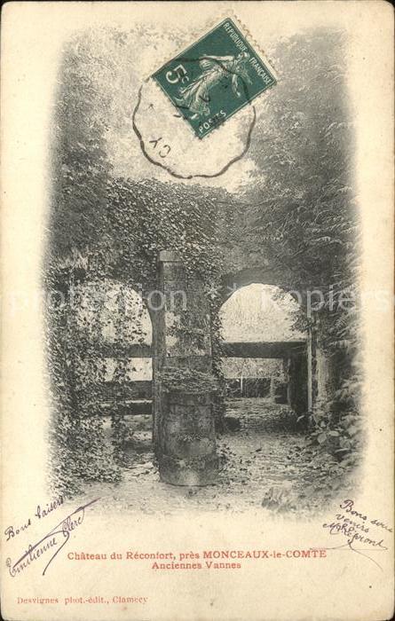 Monceaux-le-Comte Chateau du Reconfort Stempel auf AK