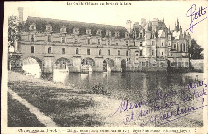 Chenonceaux Indre et Loire Chateau reconstruit XVI siecle Style Re