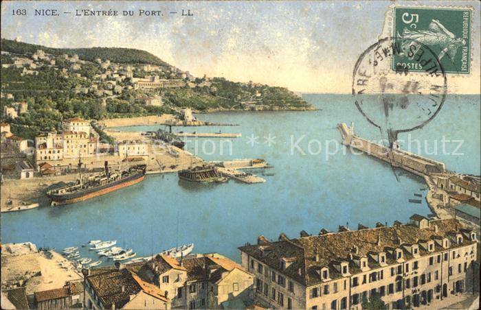 Nice Alpes Maritimes Entree du Port Bateau Stempel auf AK