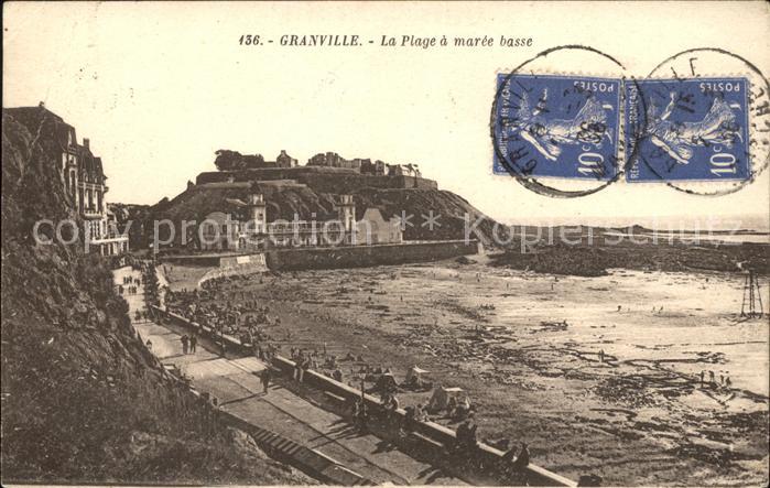Granville Manche Plage a maree base Promenade Stempel au