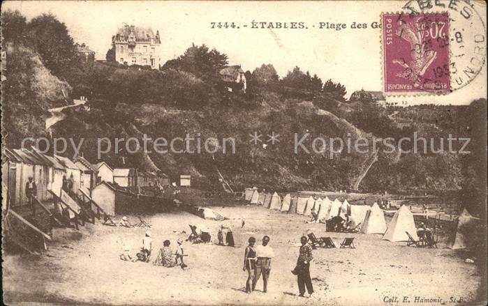 Etables-sur-Mer Cotes-d Armor Plage des Godelins Stempel auf AK