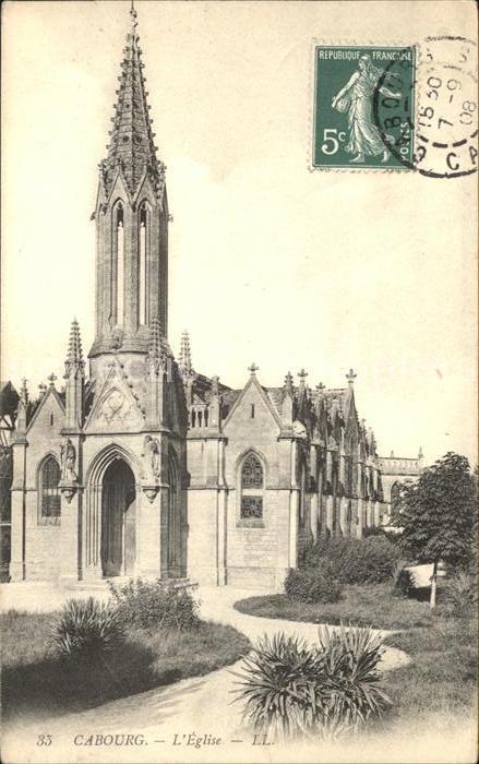 Cabourg Eglise Stempel auf AK
