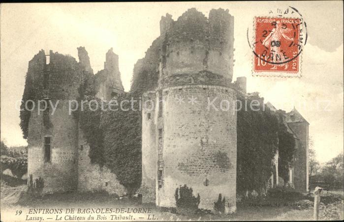 Lassay-les-Chateaux Chateau du Bois Thibault Ruines Stempel auf AK