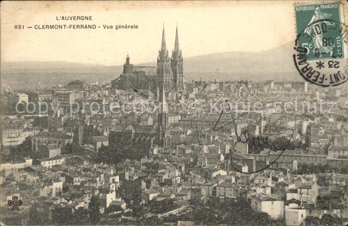Clermont-Ferrand Vue generale Cathedrale Stempel auf AK
