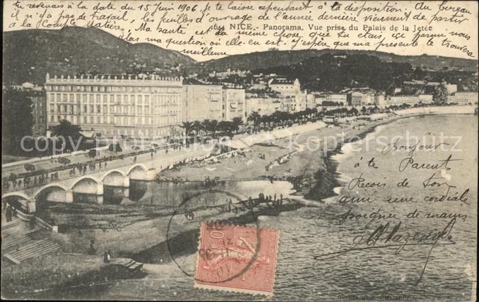 Nice Alpes Maritimes Vue prise du Palais de la Jetee Pont Plage Stempel auf AK