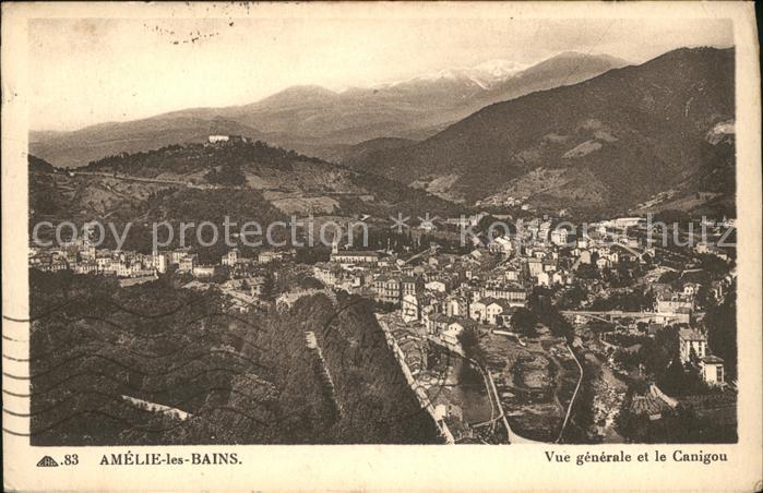 Amelie-les-Bains-Palalda Vue generale et le Canigou