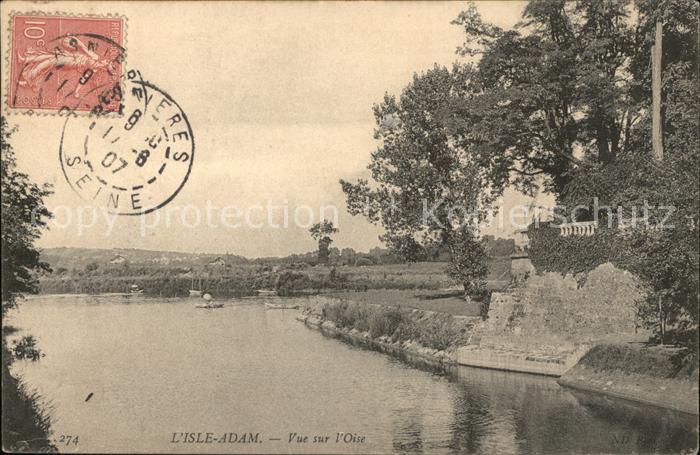 L Isle-Adam Vue sur l'Oise Stempel auf AK
