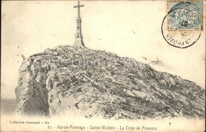 Aix-en-Provence Sainte Victoire Croix de Provence Stempel auf AK