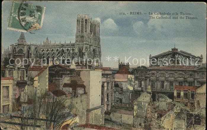 Reims Champagne Ardenne Cathedrale et Theatre Stempel auf AK