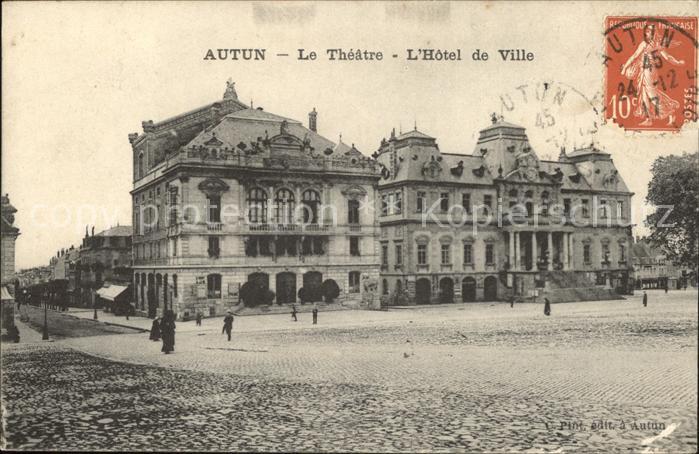 Autun Theatre Hotel de Ville Stempel auf AK