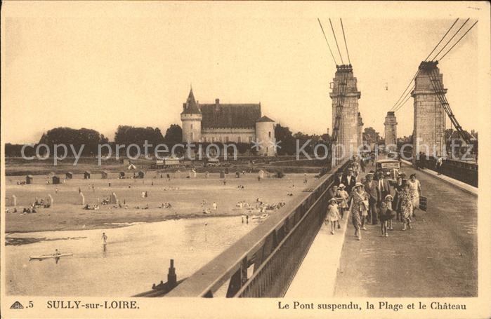 Sully-sur-Loire Pont suspendu Plage Chateau