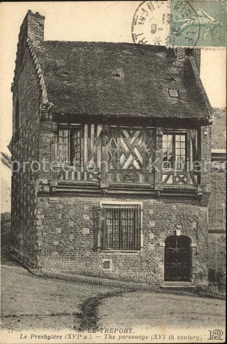 Le Treport Le Presbytere XVI siecle Stempel auf AK