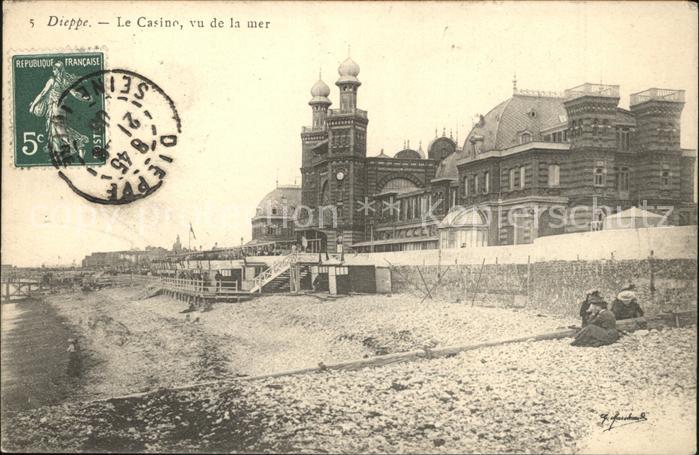 Dieppe 76 Casino Plage Stempel auf AK