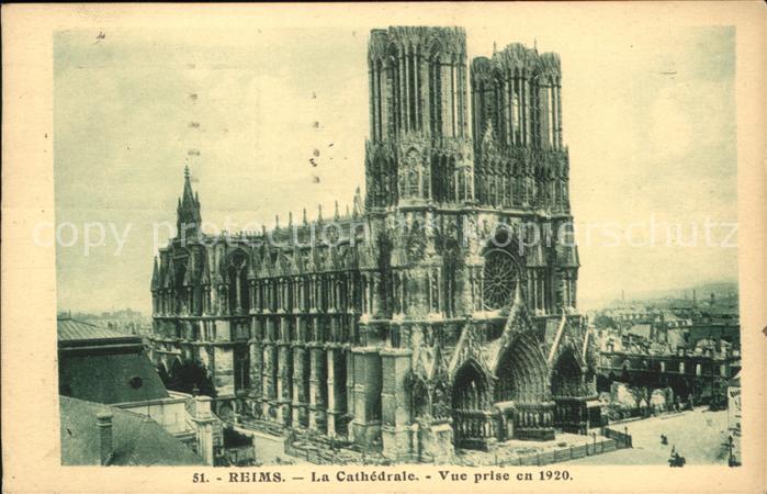 Reims Champagne Ardenne Cathedrale vue prise en 1920