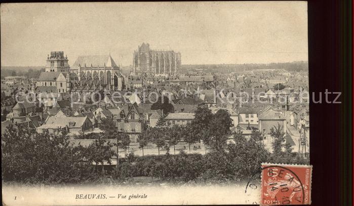 Beauvais 60 Vue generale Cathedrale Stempel auf AK