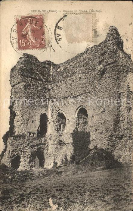 Brionne Ruines du vieux Chateau Stempel auf AK