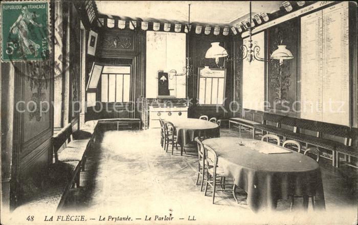 La Fleche Le Prytanee Parloir Stempel auf AK