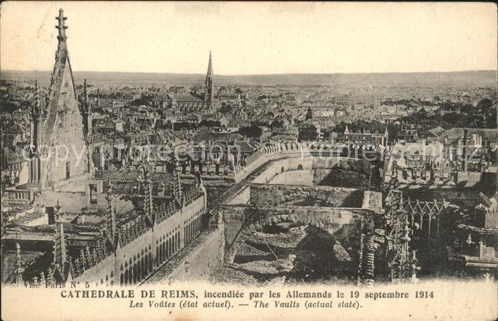 Reims Champagne Ardenne Cathedrale Ruines Grande Guerre 1. Welt