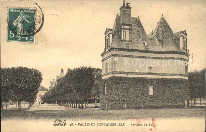 Fontainebleau Seine et Marne Palais Pavillon de Sully Stempel auf AK