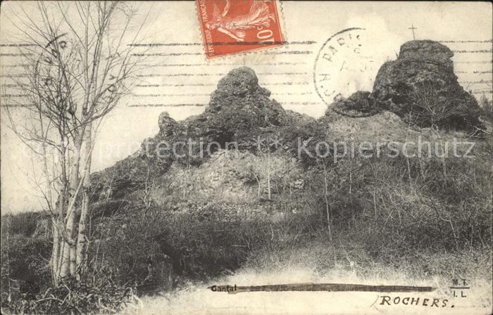 Vic-sur-Cere Rochers Stempel auf AK