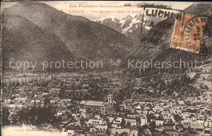 Luchon Haute-Garonne Vue generale et les Pyrenees Stempel au
