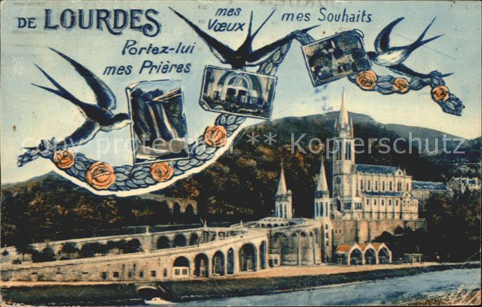 Lourdes Hautes Pyrenees Basilique Briefschwalbe Wallfahrtsort