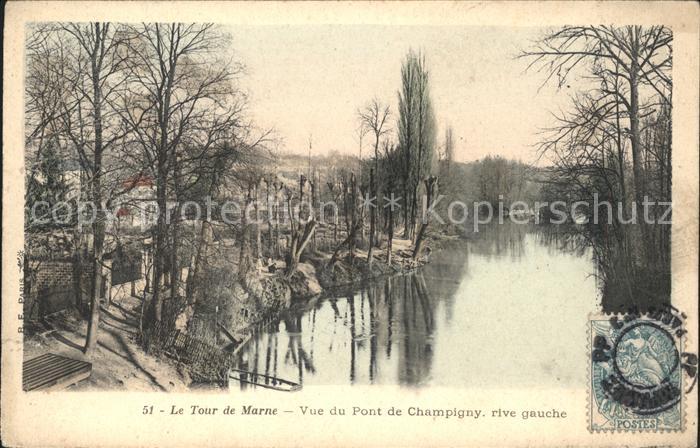 Champigny Marne Tour de Marne rive gauche Stempel auf AK