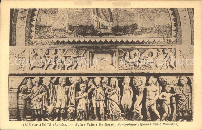 Aire-sur-l Adour Eglise Sainte Quitterie Sarcophage Relief epoque Gallo Romaine