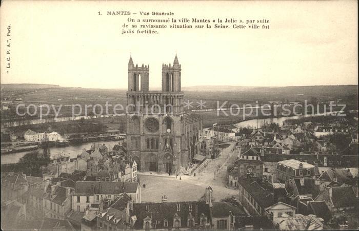 Mantes-la-Jolie Vue generale Collegiale Notre Dame Sein