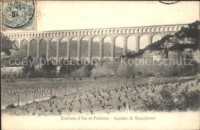 Roquefavour Aqueduc Stempel auf AK