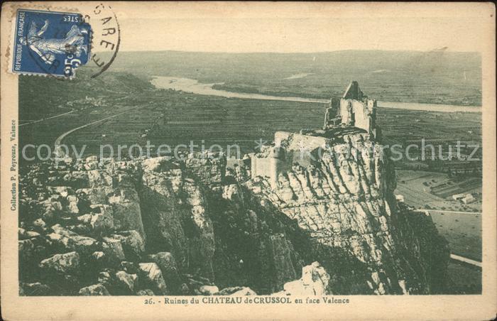 Valence 26 Ruines du Chateau de Crussol Stempel au