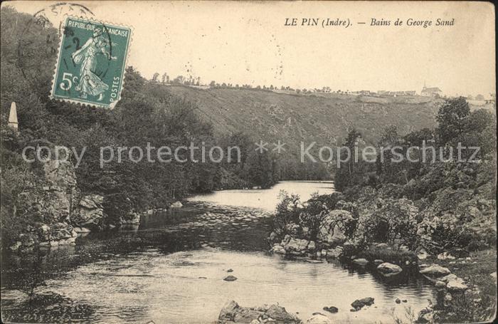 Le Pin Indre Bains de George Sand Stempel auf AK