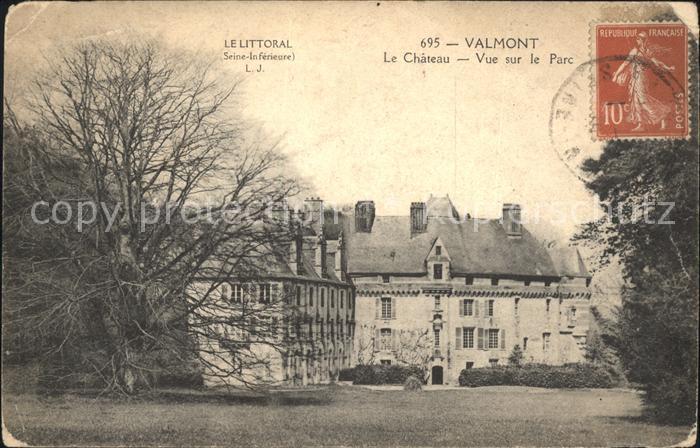 Valmont Seine-Maritime Chateau Parc Stempel auf AK