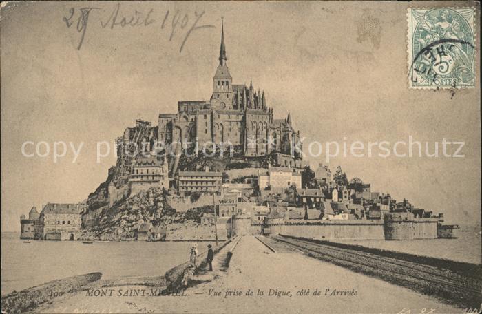 Mont-Saint-Michel Abbaye vu de la Digue Stempel auf AK