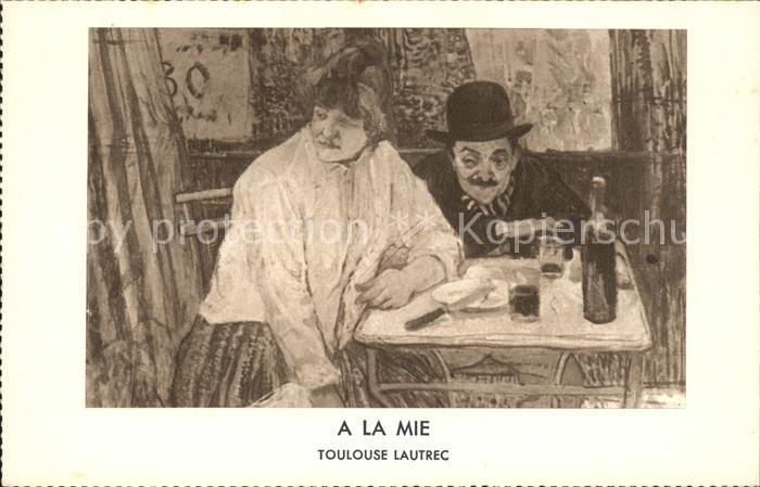 Kuenstlerkarte Toulouse Lautrec A la mie Wein Abendess