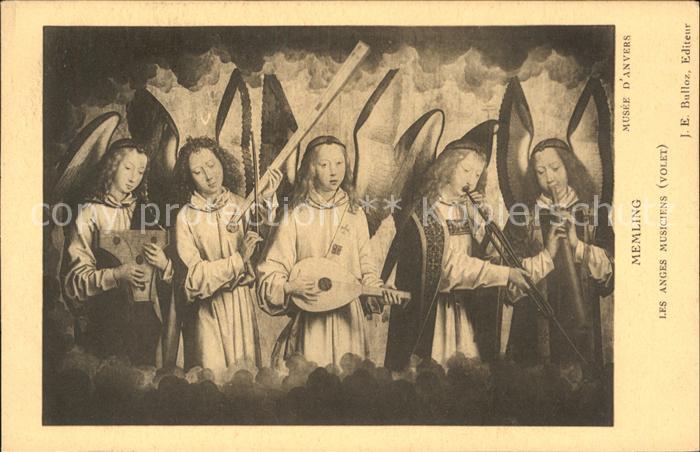 Engel Mandoline Floete Trompete Kuenstlerkarte Memling Anges Musiciens