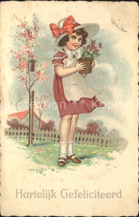 Kinder Child Enfants Glueckwunsch Blumen Hut