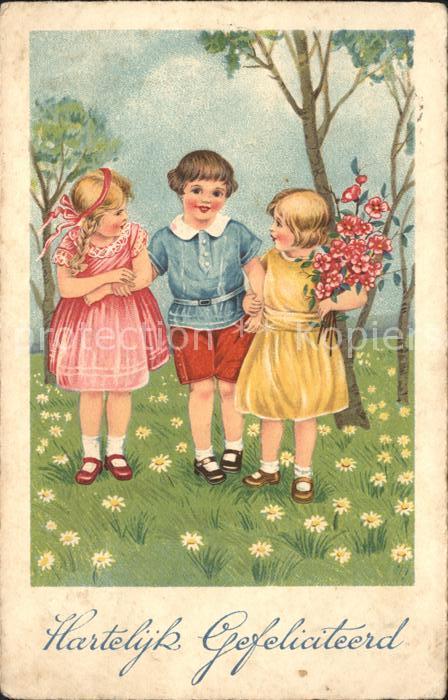 Kinder Child Enfants Blumen Glueckwunsch