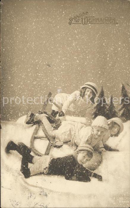 Schlitten Schnee Kinder Weihnachten