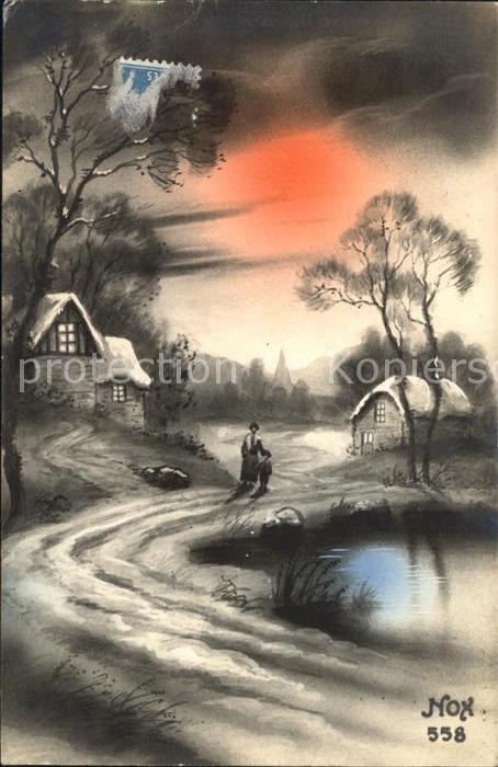 Verlag NOX Nr. 558 Sonnenuntergang Baeume Spaziergang