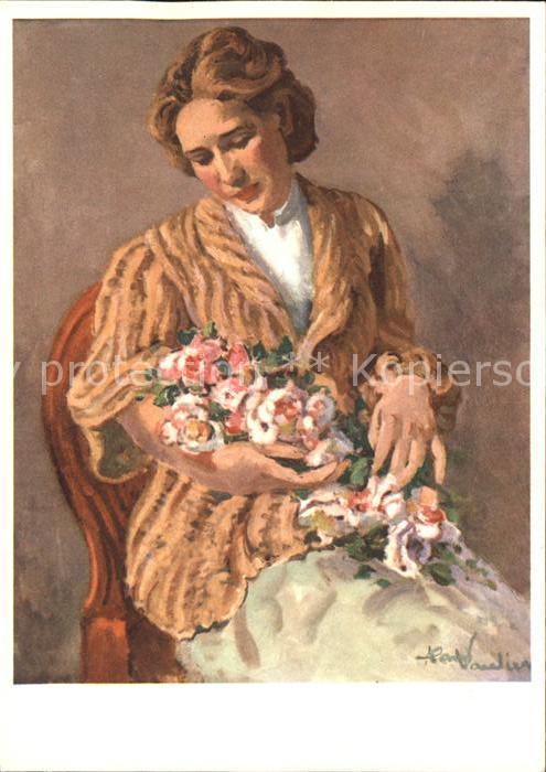Kuenstlerkarte Hans Vautier Frau Blumen