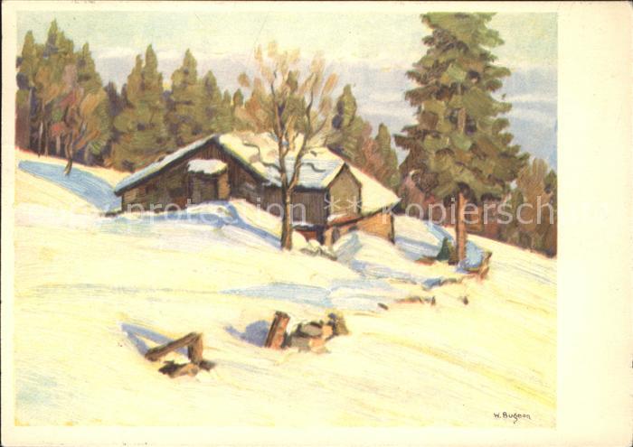 Kuenstlerkarte Walter Bugnon Bauerhaus im Jura Nr. 5 Pro Infirmis