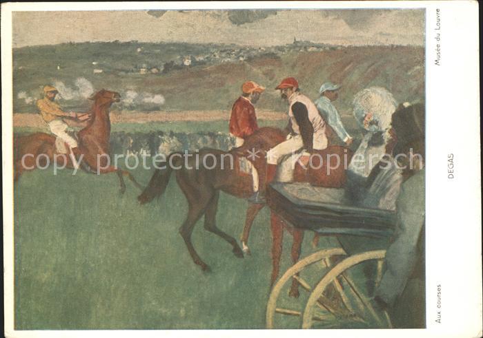 Kuenstlerkarte Degas Aux courses Pferderennen